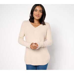 Maya J Women's Top Sweater Sz XS Denim & Co. V-Neck Long Sleeve Yellow A690930